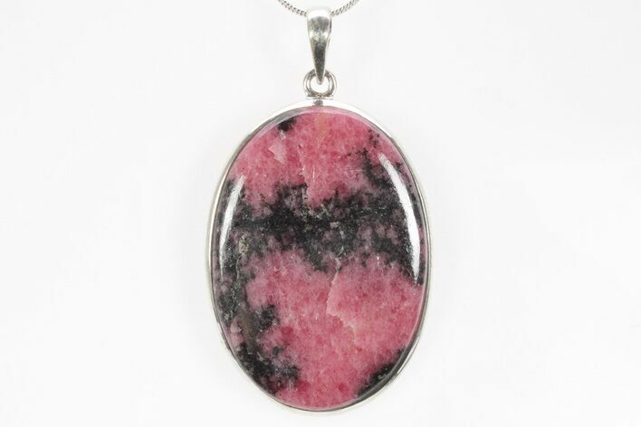 Polished Rhodonite Pendant - Sterling Silver #238635